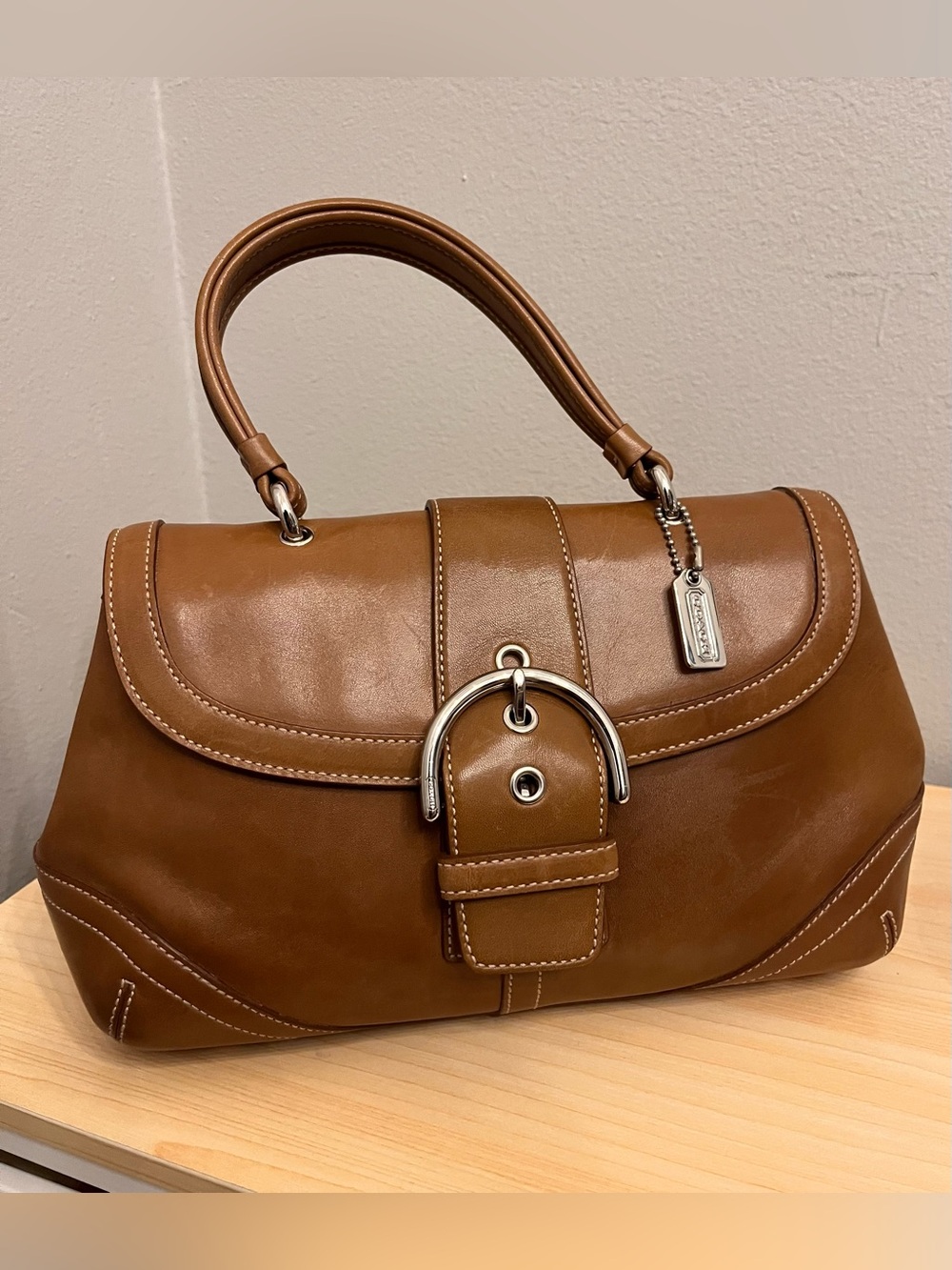 Vintage Coach Leather Soho Rare Tan Top Handle Hand Bag Purse